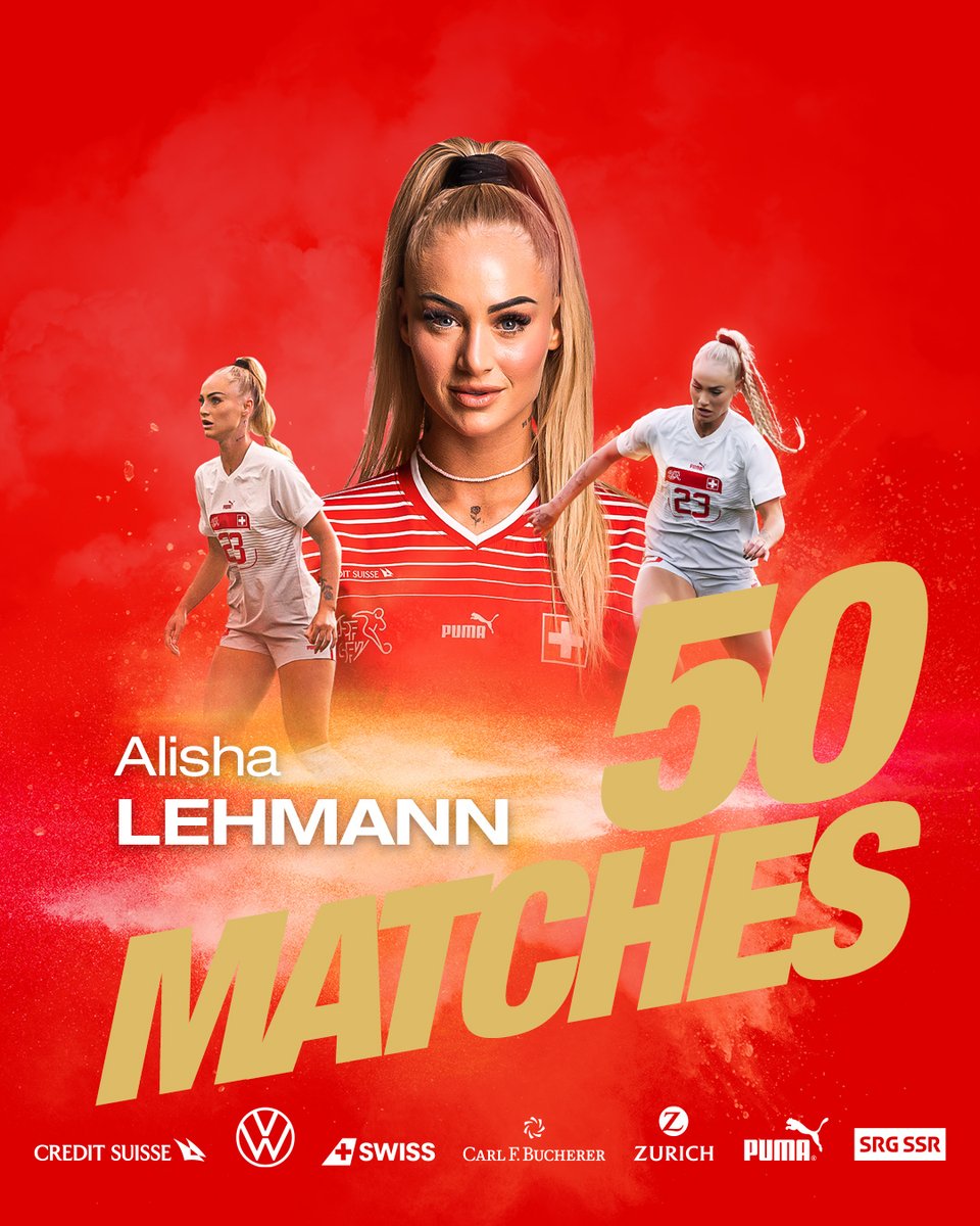 Auch Alisha Lehmann kommt heute zu ihrem 50. Länderspiel-Einsatz. Ebenfalls Gratulation! 💪 Aussi Alisha Lehmann dispute son 50e match international. Également félicitations ! Anche Alisha Lehmann disputa la sua 50a partita in rossocrociato. Complimenti pure a lei!