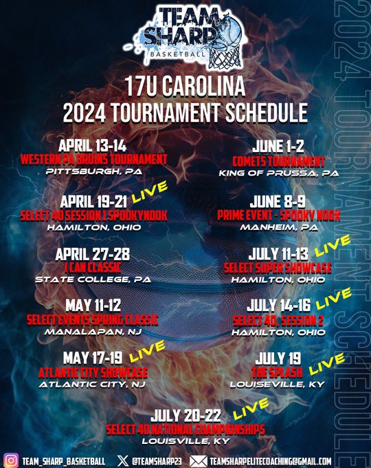 Here is my AAU schedule 2024. Come check my team and I out. The last dance and so it begins!!!