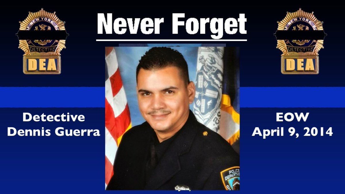 Today, the DEA honors our fallen brother in blue — Detective Dennis Guerra. Dennis selflessly laid down his life as he searched for and saved people trapped in a building fire 10 years ago in Brooklyn. We will #NeverForget Dennis, and forever be here for his family.