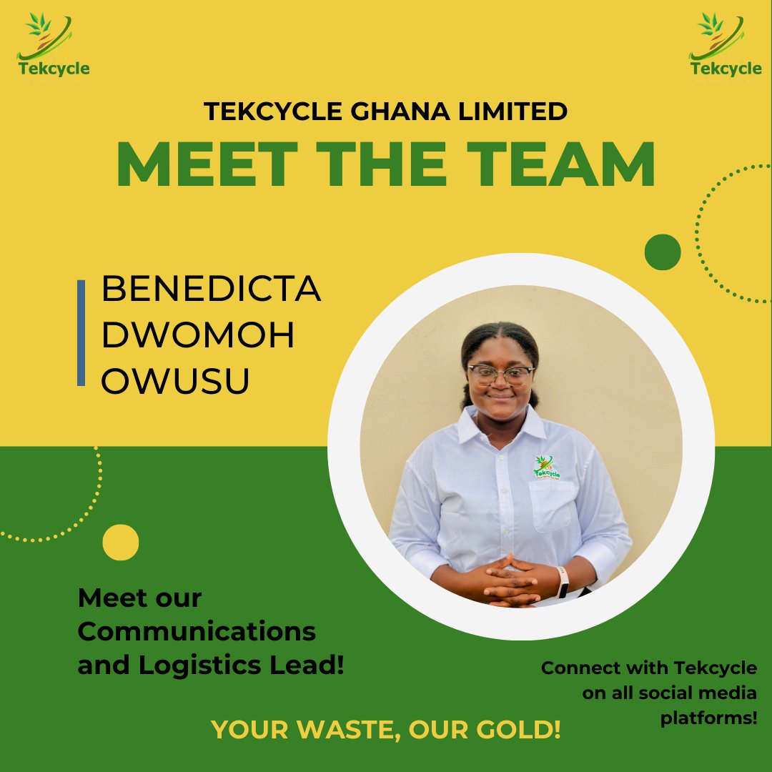 tekcycle64217's tweet photo. What makes the dream work? A great Team💚💪🏾!
Meet our inspiring co-founder, @BenOwusuD who is our Communications and Logistics lead🌍🎉!
Read on! @kicghana @Abocco
#Tekcycle #pineup #opportunities #progress #inspireinclusion #Teamspotlight #Disability https://t.co/AxnsaqfKwO