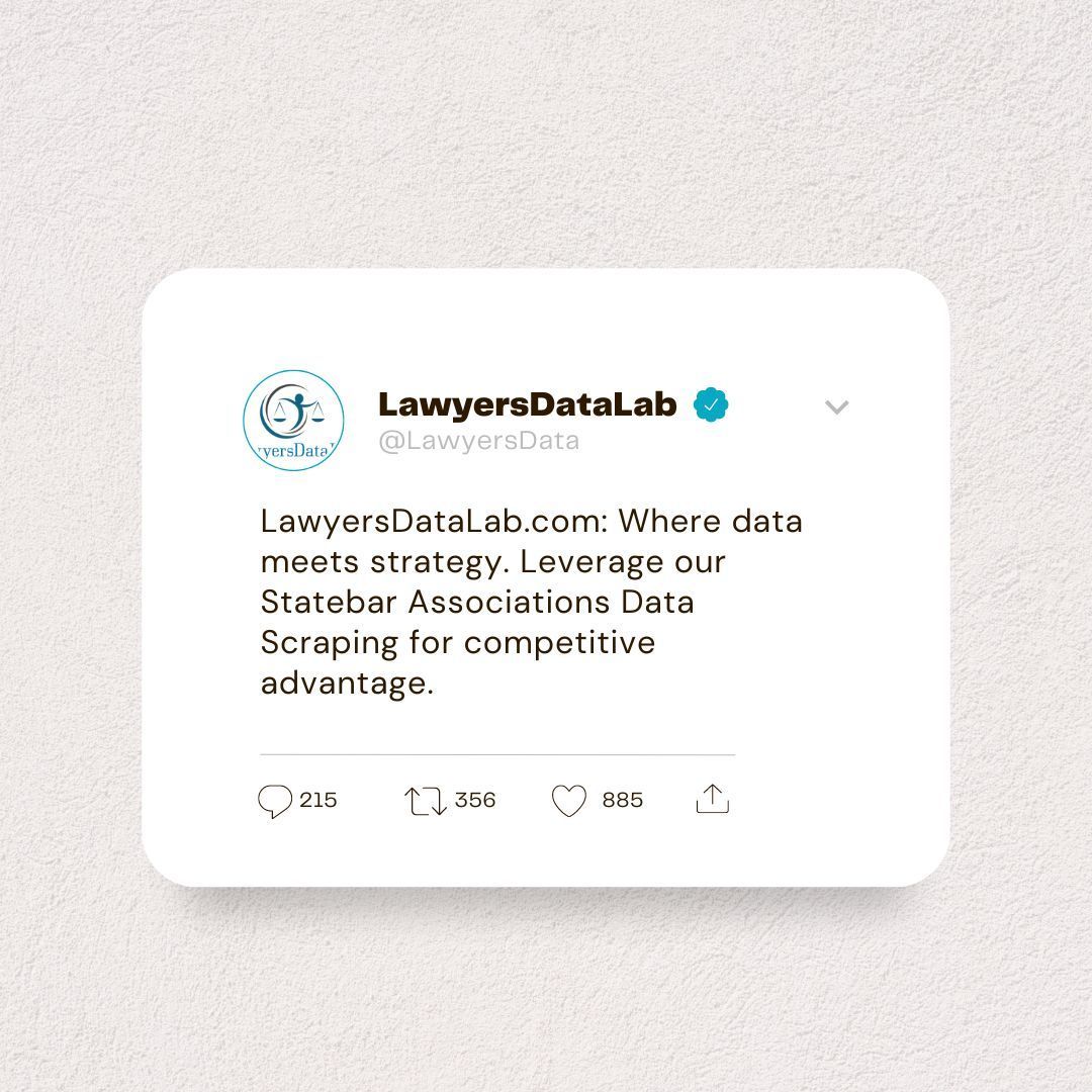 🌱 Embrace data-driven strategies with Lawyersdatalab.com's Lawyers Data Scraping Services. Stay ahead in the legal landscape. #DataStrategy #LegalInsights 💡