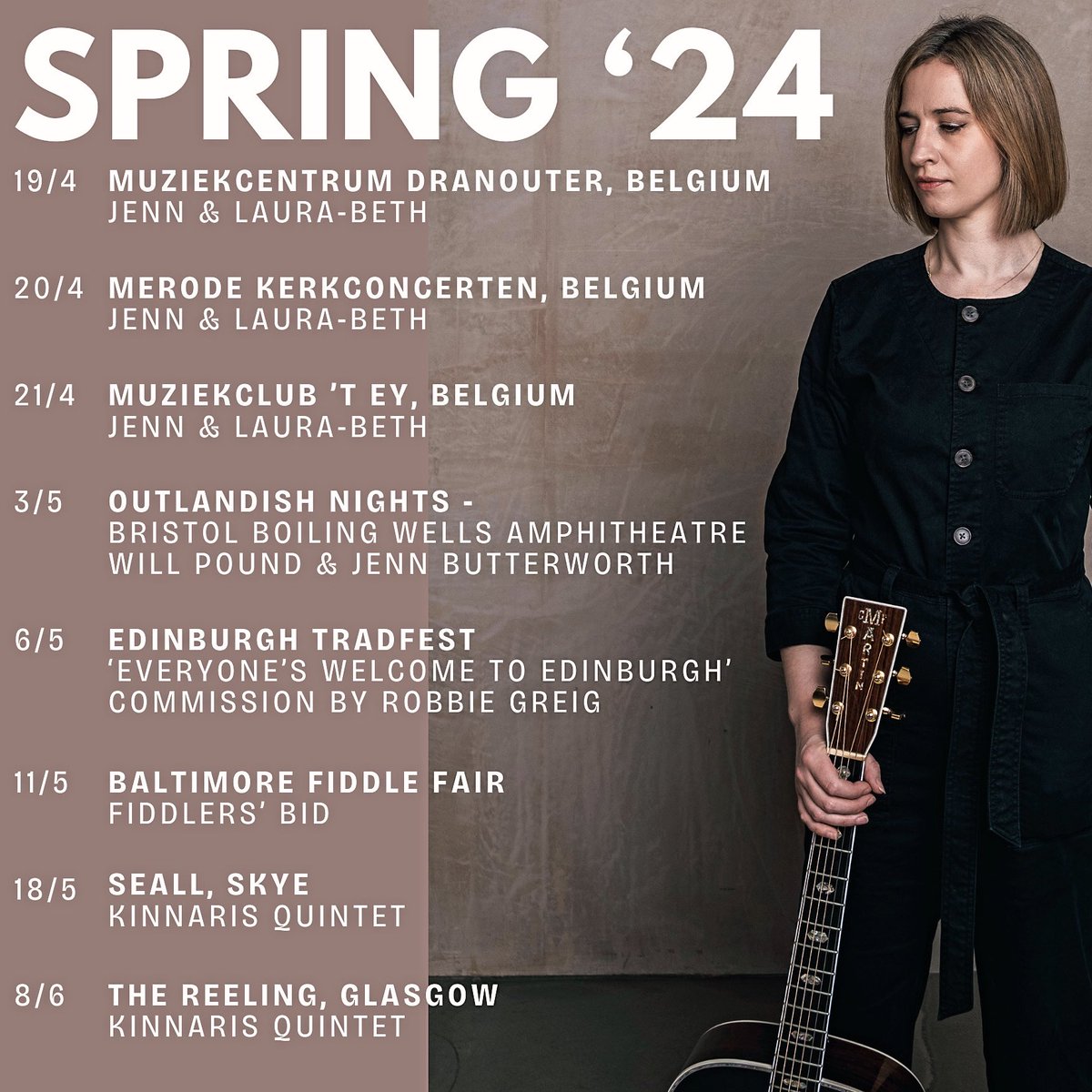Here are my upcoming gigs in case you or anyone you know are nearby. It’ll be lovely to get out playing with this fab bunch. I’ve been at home a fair bit since Jan, but things are busy behind the scenes - I’m mixing my album at the moment, and I cannot wait for you to hear it.