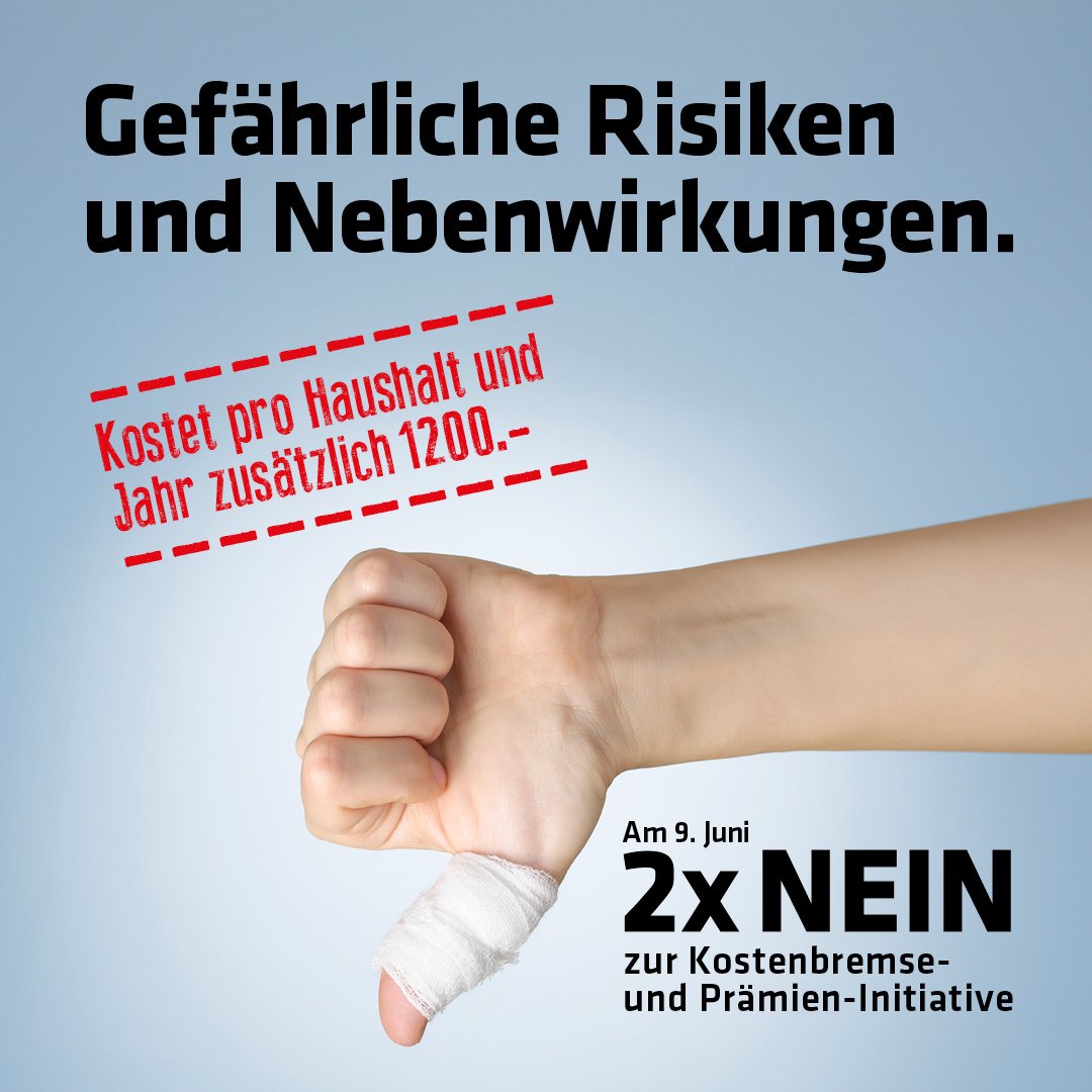 Am 9. Juni stimmen wir über die Prämien- und Kostenbremse-Initiative ab🗳️ Beide Initiativen betreiben reine Symptombekämpfung und führen zu milliardenhohen Mehrkosten für den Mittelstand und Rationierungen im Gesundheitswesen. Deshalb 2x Nein am 9. Juni gesundheitsinitiativen-nein.ch