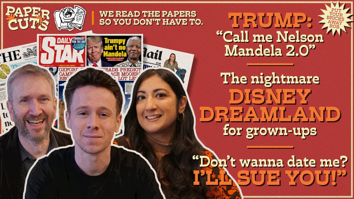 🚨NEW EPISODE🚨 Donald Trump is comparing himself to Nelson Mandela?🙃 Disney is creating a community in California 🐭🏘️Plus – Lawyer up for love! Why a man is suing a woman for 'ruining his love life'🫢💔 Join @jacobjarv, @RobDotHutton and @cocobyname 🎧listen.podmasters.uk/PC240409TrumpM…