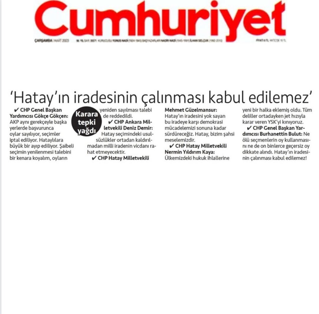 Sandıkta iradesi çalınan #Hatay’a sahip çıkacağız. Seçimlerde kurduğumuz Hatay İttifakı’nı daha da büyüteceğiz. Hatay hepimizin şahsi meselesi!