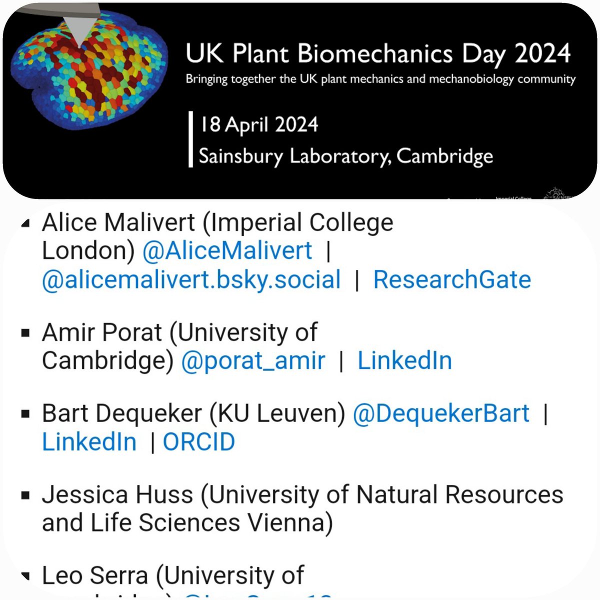 In one week, I will present my research on fruit biomechanics at the tissue and cell scale during growth at the #UKplantBioMech #conference in Cambridge, UK. Looking forward to meet you there! 
<a href="/LeuvenPlantInst/">KU Leuven Plant Institute</a> , <a href="/biosystkuleuven/">BIOSYSTEMS Department -KU Leuven</a> , <a href="/KUL_Postharvest/">MeBioS Postharvest KUL</a>