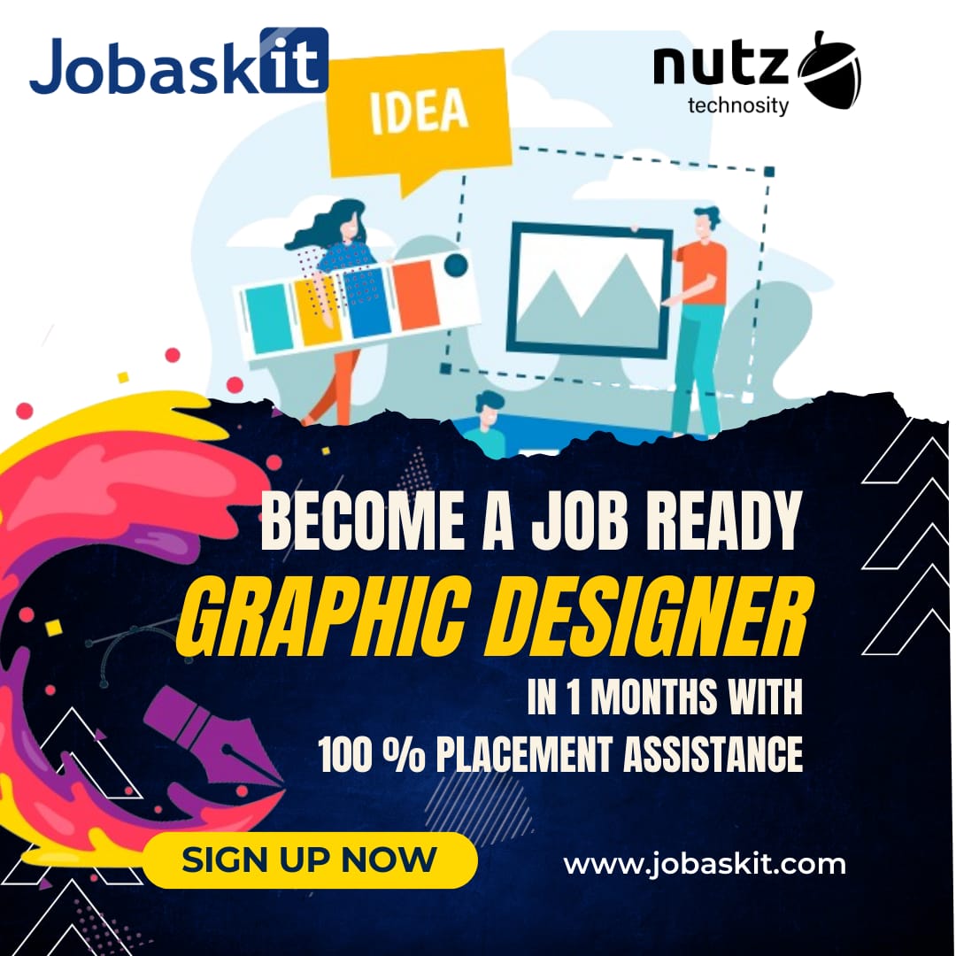 Become a graphic designer in 1 MONTH! @nutztechnosity's course equips you with the skills & portfolio to land your dream job. Enroll now & unlock your creativity! #designcareer #graphicdesigncourse #gethired #portfoliobuilding #designyourfuture #learnfrompros #designindustry