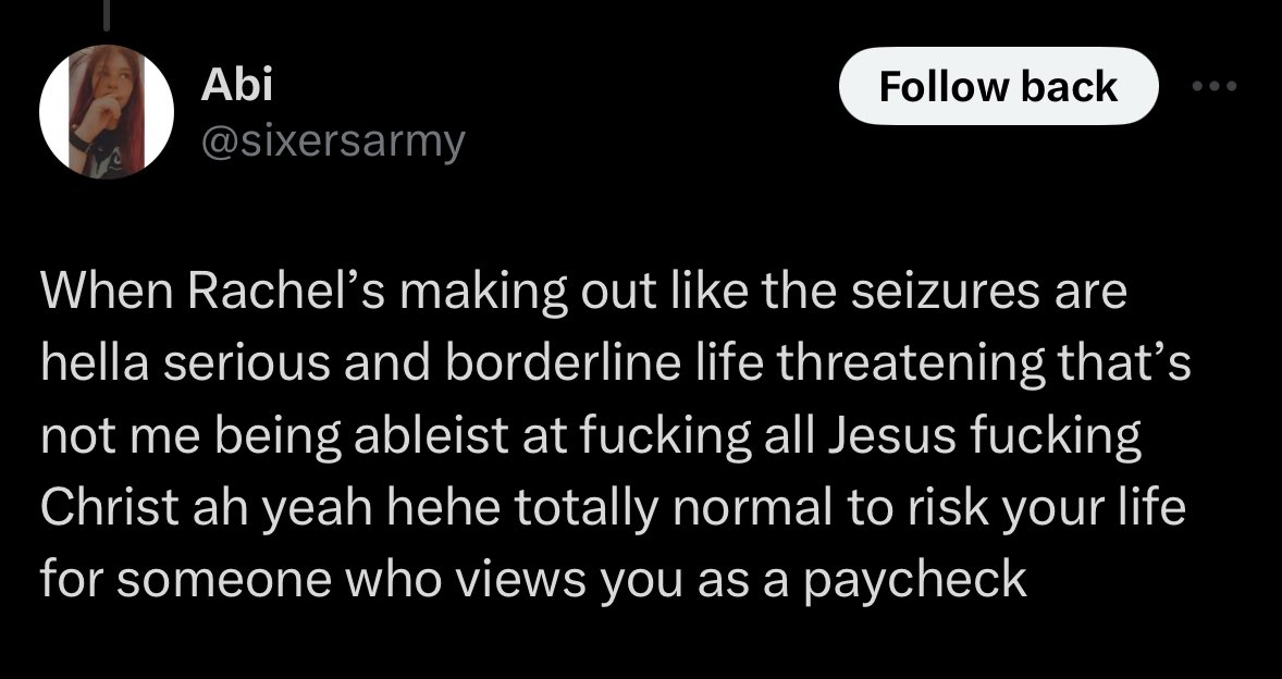 racheIaIi's tweet photo. sorry but why are strangers so comfortable creating their own diagnosis for me and deciding what i should be allowed to do? sure my disorder is life threatening (where seizures are a symptom) and i talk about it but that doesn’t make it ok to say this? also i don’t https://t.co/1762WvrH8w