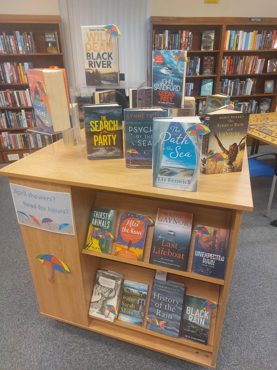 Our April showers book display is the perfect remedy for todays weather. Escape the rain and head to the Leisure Library to pick up your next great read ☔️🌧📚