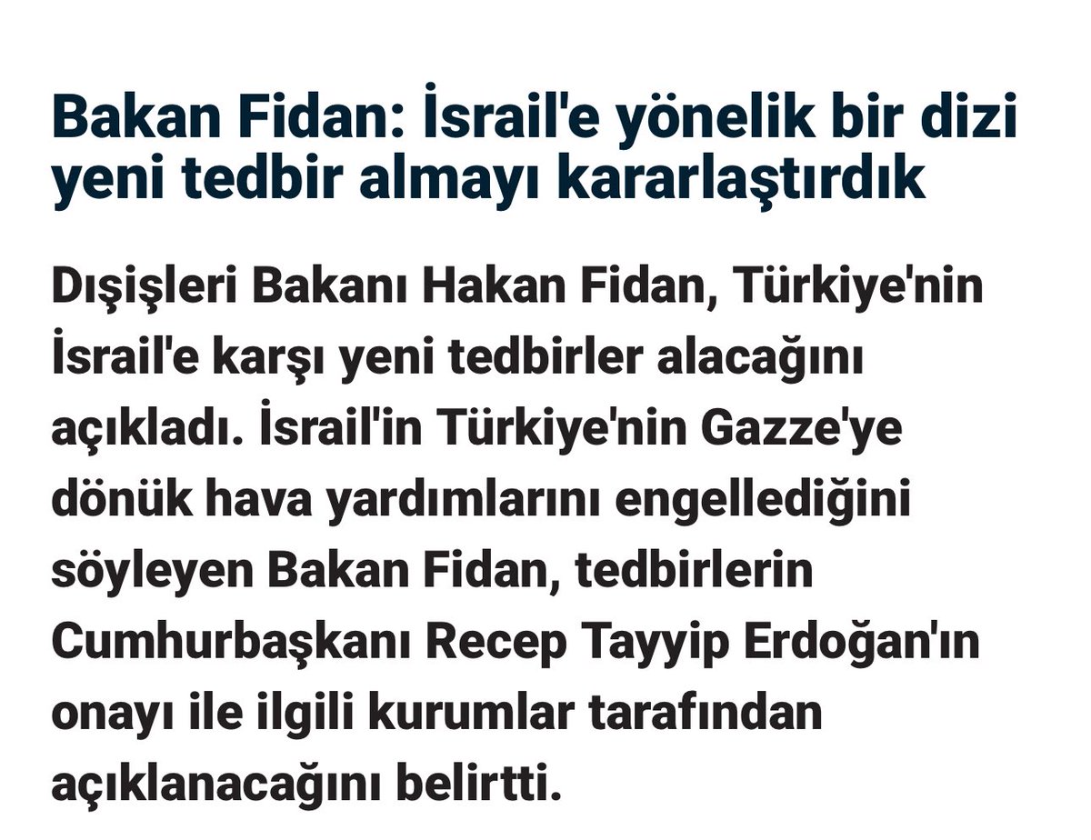 Dışişleri Bakanı Hakan Fidan, Türkiye'nin İsrail'e karşı yeni tedbirler alacağını açıkladıktan sonra İsrail Dışişleri Bakanından cevap geldi. Maşası ABD kabul ederse Saadetliler ve YRP’liler zil takıp oynasın. #SerenaySarıkaya karektersiz teravih Akit Metin Cihan