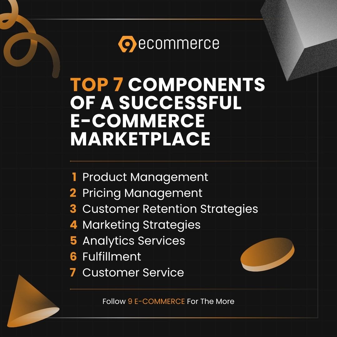 Top 7 Components of a Successful E-commerce Marketplace

1. Product Management
2. Pricing Management
3. Customer Retention Strategies
4. Marketing Strategies
5. Analytics Services
6. Fulfillment
7. Customer Service
.
Keep Following – @9_ecommerce
.
#newbusiness #startbusiness