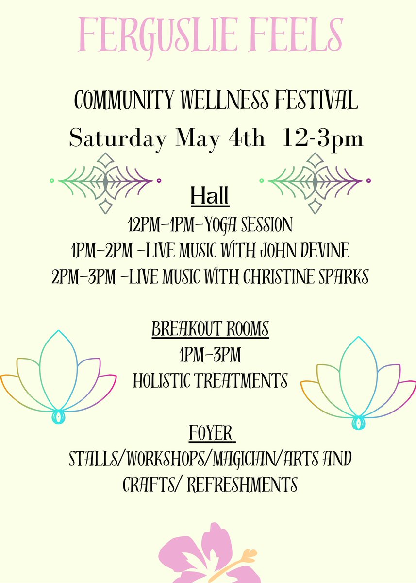 Our young volunteers are putting on this free event for the community, thanks to the Good Ideas Fund ran by the Tannahill Centre. Hope to see you all there for a day of wellbeing! :)
