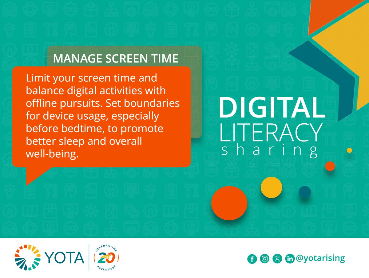 YotaRising's tweet image. Prioritize your well-being by controlling your screen time and finding the balance between digital engagement and offline activities.

#DigitalWellness #DigitalLiteracy #ScreenTimeManagement #DigitalTips