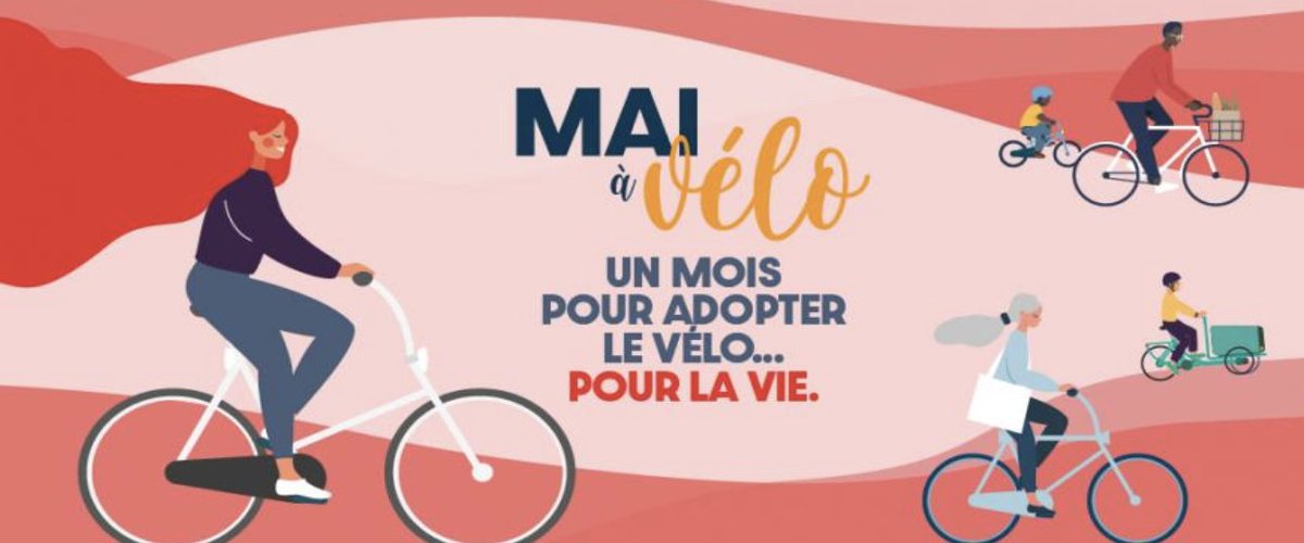 « Mai à Vélo », c’est du 1er au 31 mai et partout en France ! 🚲 ➡️ Faites partie du programme de cette nouvelle édition en proposant un événement ou en organisant un challenge ! Plus d’informations ici 👉maiavelo.fr