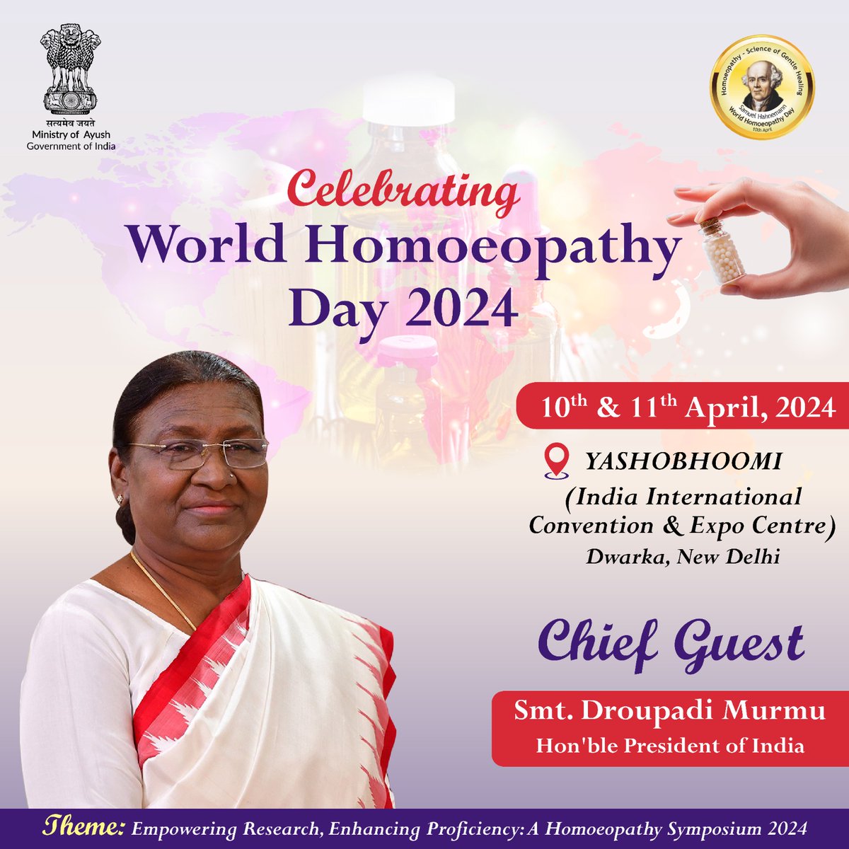 Mark your calendars & join us for the 10th-11th April for World Homoeopathy Day symposium at Yashobhoomi (India International Convention & Expo Centre) in Dwarka, New Delhi featuring discussions, engaging sessions, & a celebration of homoeopathy's impact on healthcare. @ccrhindia