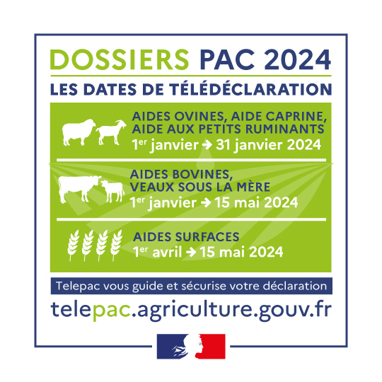 #PAC #agriculture La télédéclaration des dossiers PAC 2024 (politique agricole commune) est ouverte depuis le 1er avril 2024. La date limite de dépôt des déclarations est fixée au mercredi 15 mai 2024. La télédéclaration de l’aide bovine est ouverte depuis le 1er janvier.…