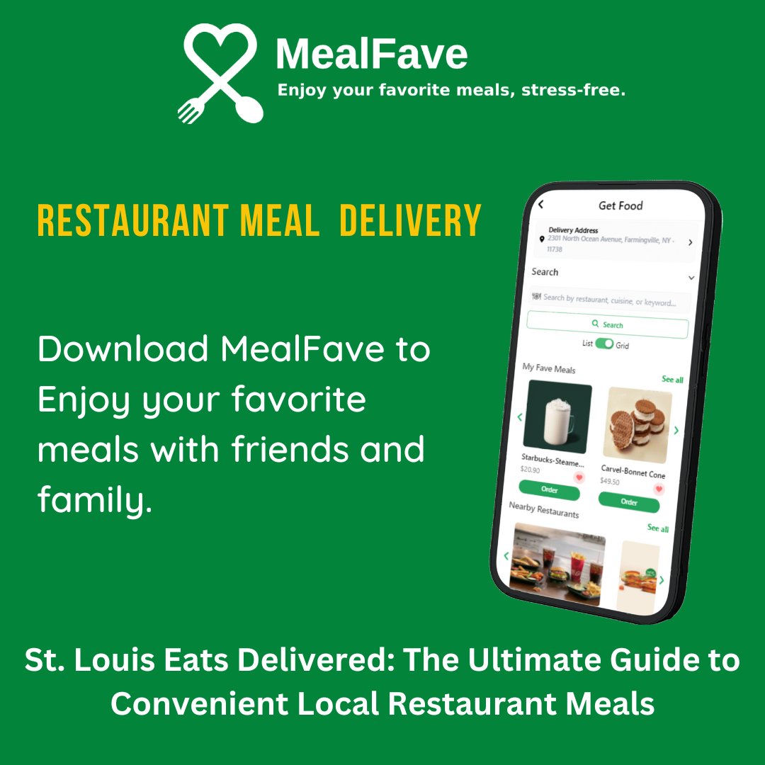 We've got you covered! 🍔🍕 Introducing convenient local restaurant meal delivery in St. Louis! Enjoy your favorite dishes from the comfort of your own home. #StLouis #LocalEats #FoodDelivery
Download MealFave: mealfave.com