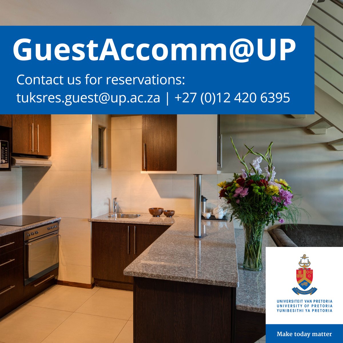Are you a postgraduate or a postdoctoral fellow looking for informal accommodation close to UP campuses? GuestAccomm@UP has got you covered! For more information, please click here: ow.ly/TW3f50Rbflr

#UPGraduationIsCalling #UniversityOfPretoria