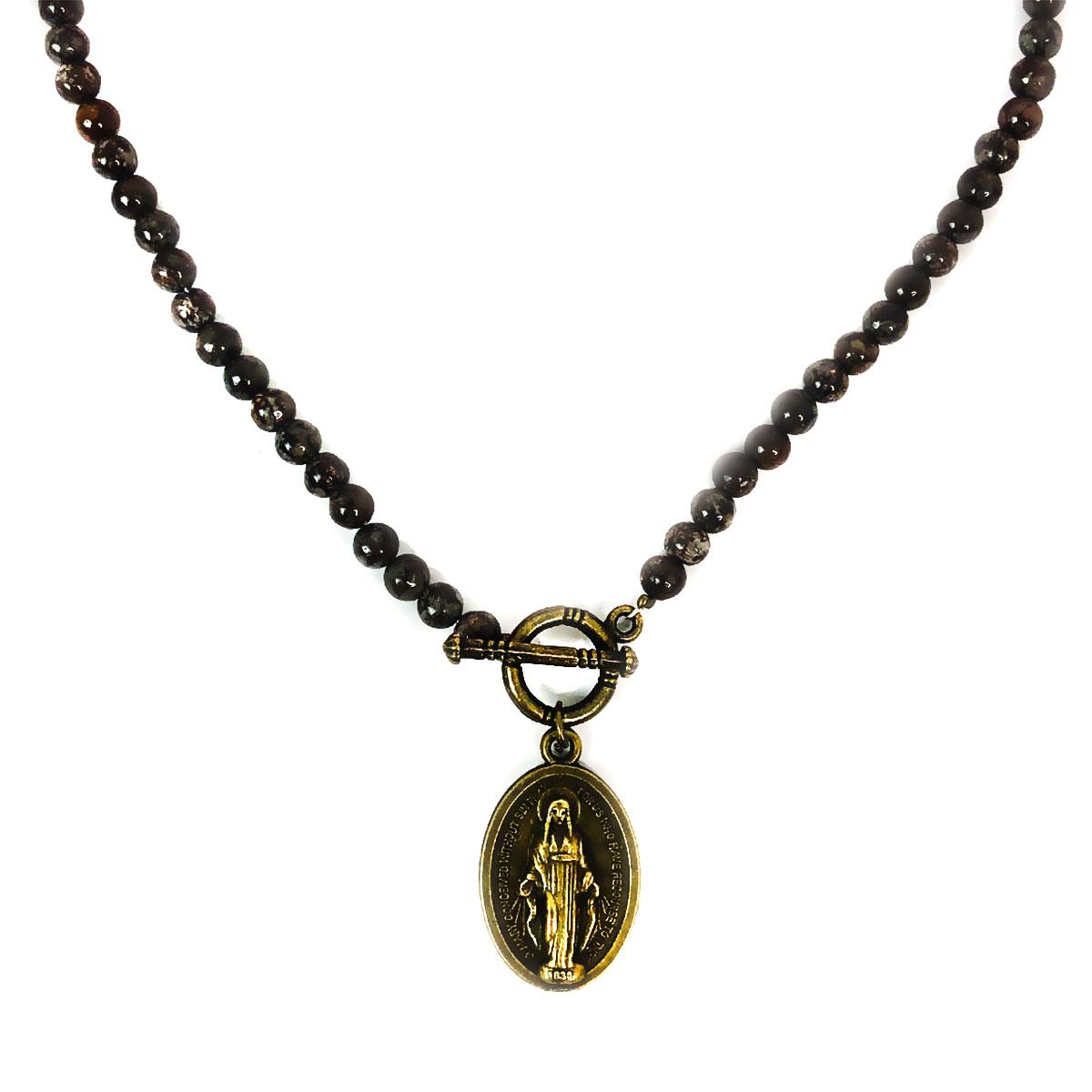 Miraculous Medal Bronzite Front Toggle Clasp Necklace and Four Way Medal Bracelet Set by DALIA LORRAINE

Shop Now: christiancatholicshop.com/products/mirac…