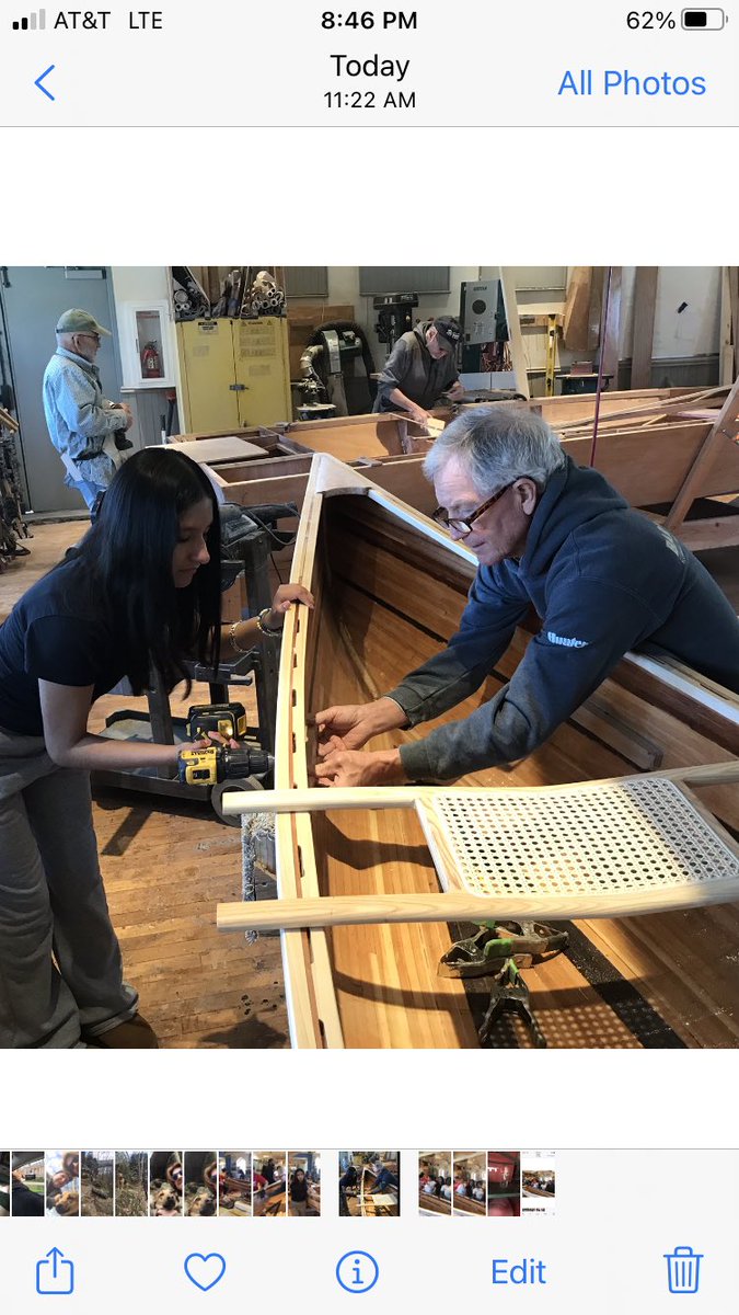 IntotheOUTsides's tweet photo. Eclipsing more build tasks coming out of Easter Break Monday at Urban BoatWorks with exactly two months until the boat launch … our UrbanPromise, Camden Forward School, Sacred Heart, LUCY and Morgan Village cohorts are installing the seats on the 16-foot cedar strip canoe  … https://t.co/L91p2jABrN