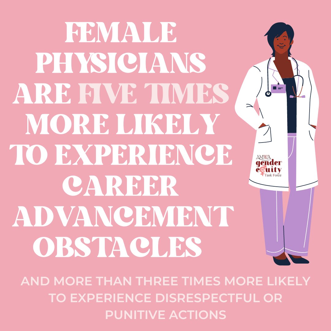 (1/2) #DidYouKnow Female physicians face significant career advancement obstacles, being five times more likely to encounter barriers compared to their male counterparts. #MedTwitter #WomenInMedicine