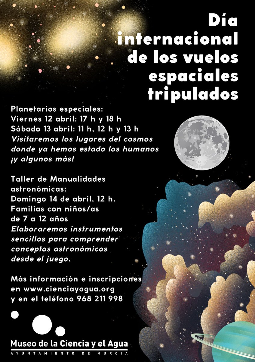 Museociencia's tweet photo. Esta semana conmemoramos el Día internacional de los vuelos espaciales tripulados con una programación específica:
-Sesiones especiales de planetario
-Taller de manualidades astronómicas
-Películas de planetario
Te esperamos, del 12 al 14 de abril, en el museo
#DescubreMCYA https://t.co/UlPblG1MBV