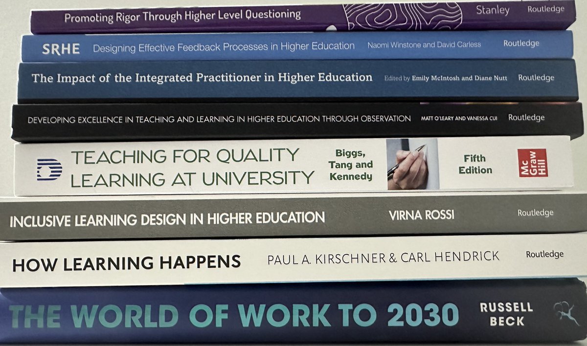 I always watch with interest on the discussions about what colleagues are reading (personal and professional), so I’m sharing our latest book delivery 📚 🚚 to inspire our new revalidated PgC and accreditation scheme. Despite my tech habit I’m not ready to give up paper books!