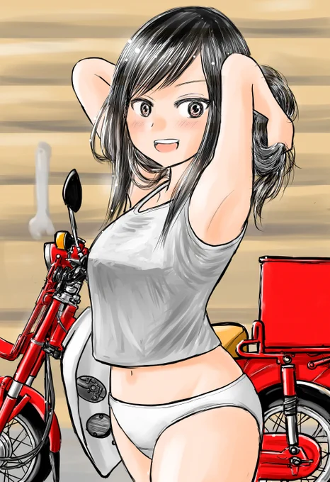 #原付の日 なのでこの1年描いた原付を供養。なんだけど、49ccはタウンメイトと小熊カブ(超初期バージョン)だけなんだよなぁ。 