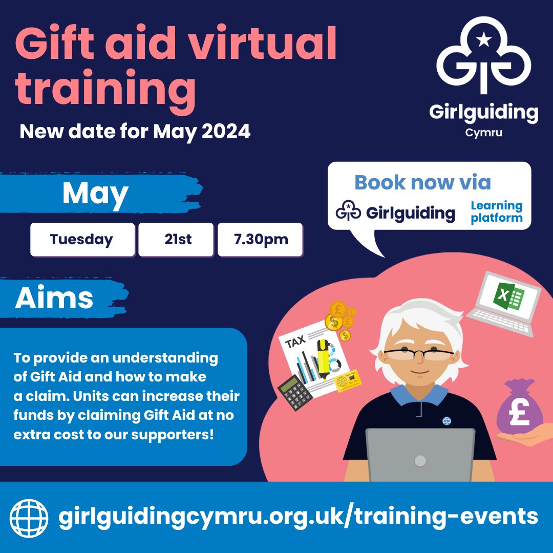 💻Girlguiding Cymru Gift Aid virtual training 💷 Gift Aid is a government scheme that encourages people to give to charity. Under the scheme, money donated to charities – including Girlguiding subscriptions – is eligible for tax relief. Book now: girlguidingcymru.org.uk/training-events