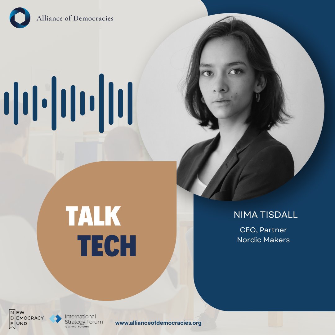 🌟 Excited to announce @NimaTisdall, CEO of @Nordic_Makers & co-founder of @BlueLobsterApp, as our newest speaker for the #DemocracyTech Fellowship! A leader in tech, sustainability, & entrepreneurship, Nima's vision & impact are unmatched. Welcome aboard, Nima! 🚀