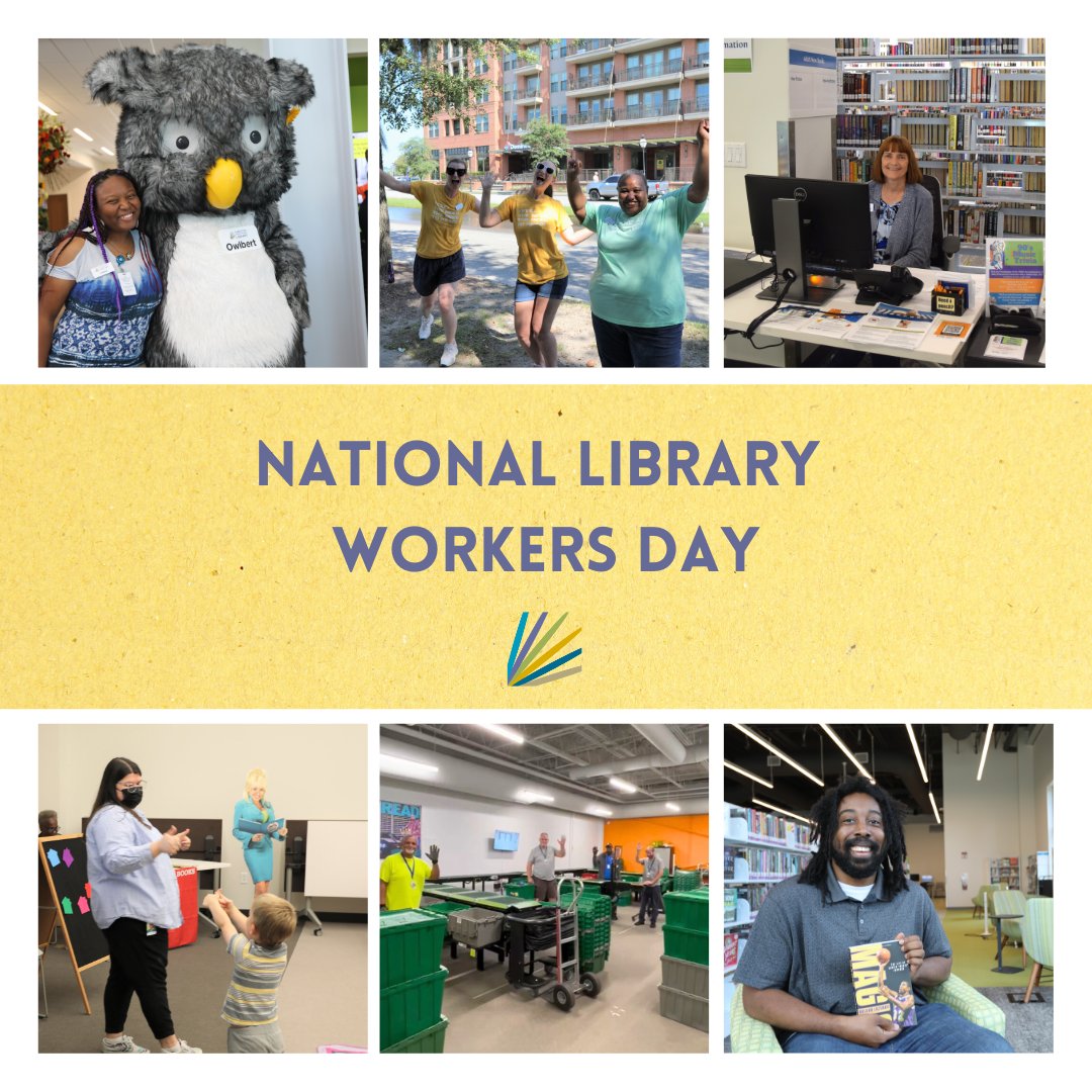 Today is National Library Workers Day! We're so thankful for our amazing staff! From those who work behind the scenes to those you see at our 18 branches. We all work together to provide you a welcoming place to turn to with free resources and services!