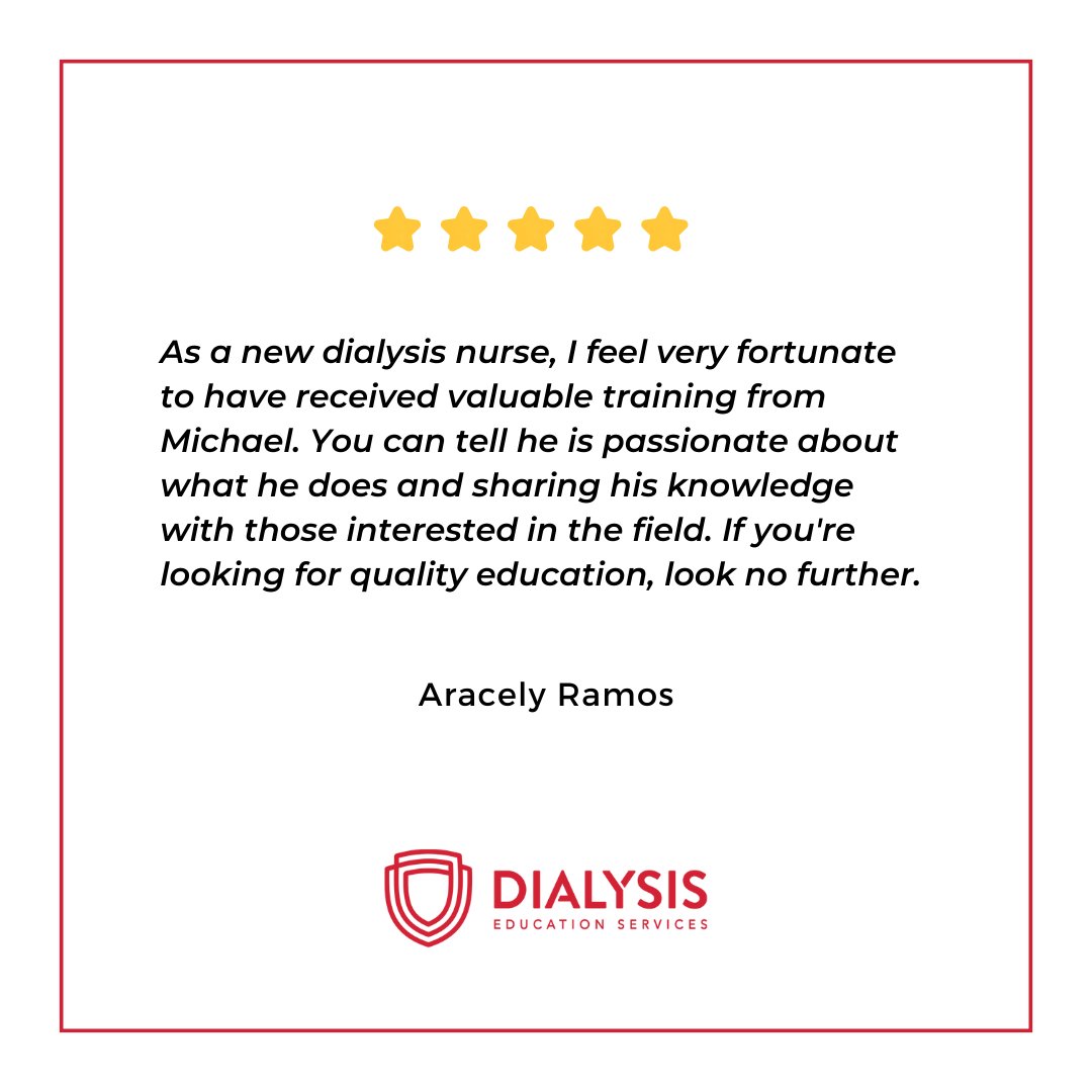 🌟 Thrilled to Share This Glowing Review! 🌟

💼 Looking for top-notch education in the field? Your search ends here! Join us and let's embark on this rewarding journey together. 💪

#DialysisNursing #DialysisEducation #DialysisAwareness #TestimonialTuesday 📚👩‍🎓👨‍🎓