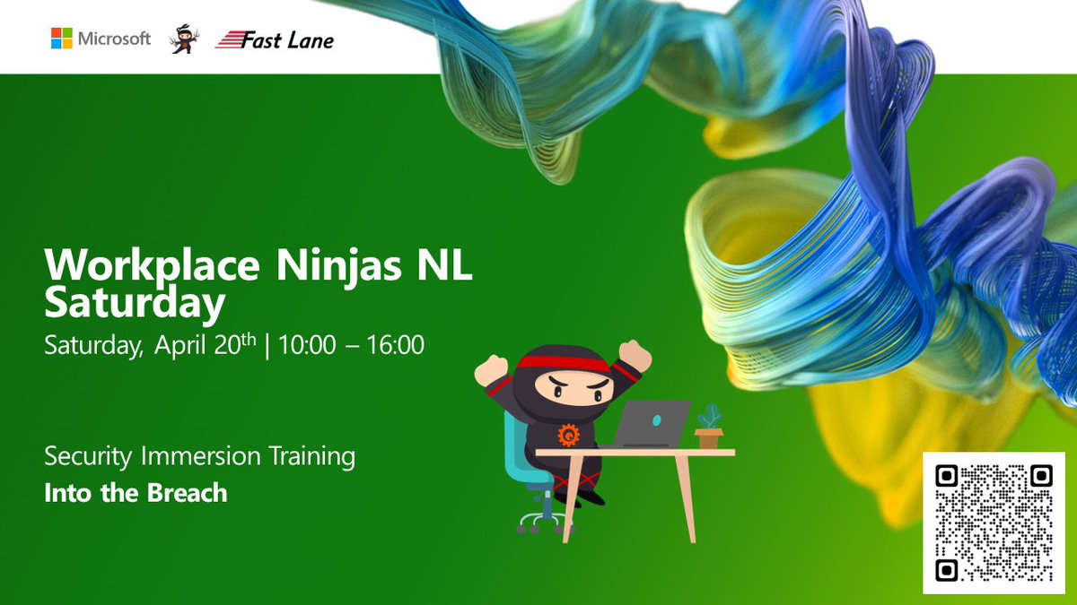 On Saturday, April 20 we are organizing our annual #WPNinjasNL Saturday meetup, hosted by Fast Lane. During this day, we will work on a Microsoft #Security Immersion Event: Into the Breach If you want to join, you can RSVP till end of this week: meetup.com/nl-NL/wpninjas…