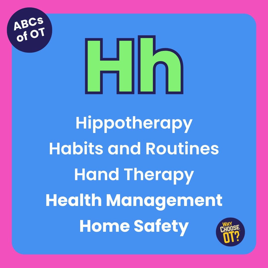 🎉 Let's keep the Occupational Therapy Month festivities rolling! Join us as we explore the wonderful world of OT through @shannenmarie_ot’s #ABCsofOT challenge! 🌟 Today, let's spotlight the letter 'H'! #OccupationalTherapyMonth #WhyChooseOT #OccupationalTherapy #OTMonth