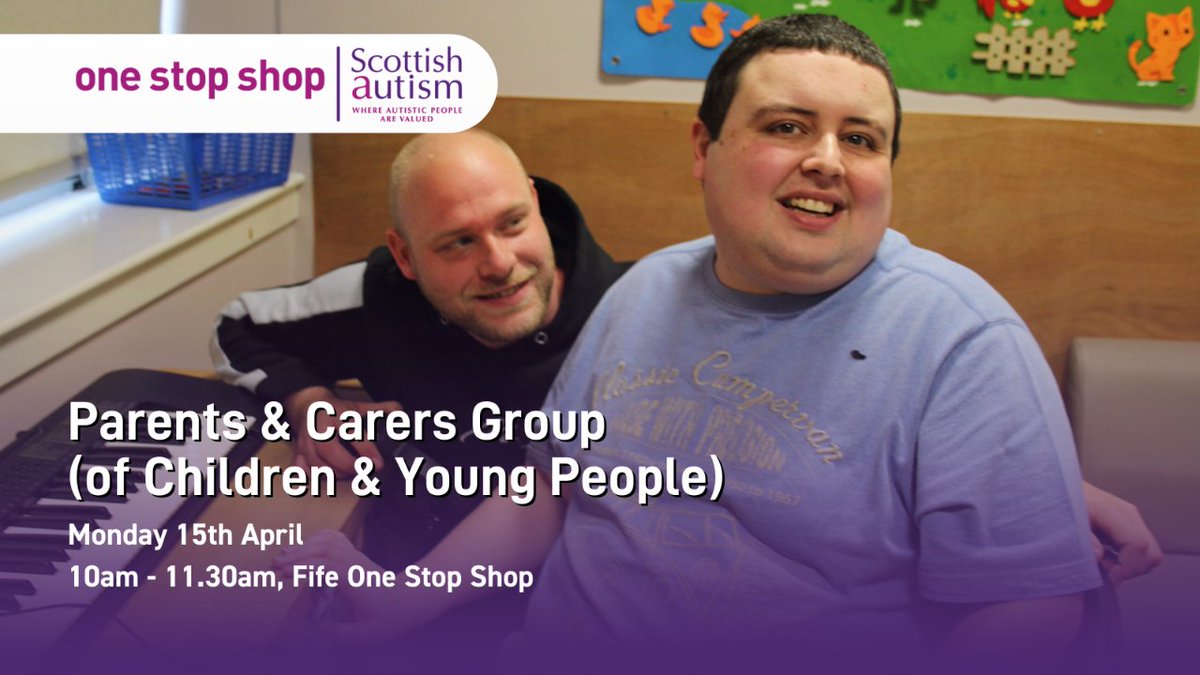 Are you a parent or carer of an autistic young person living in Fife? Come along to our Parent & Carers (of young people) Group at our Fife One Stop Shop that is a space for support & discussion. 📅15th April ⏲10am - 11.30am 📲 Register & find out more: scottishautism.org/events/fife-on…