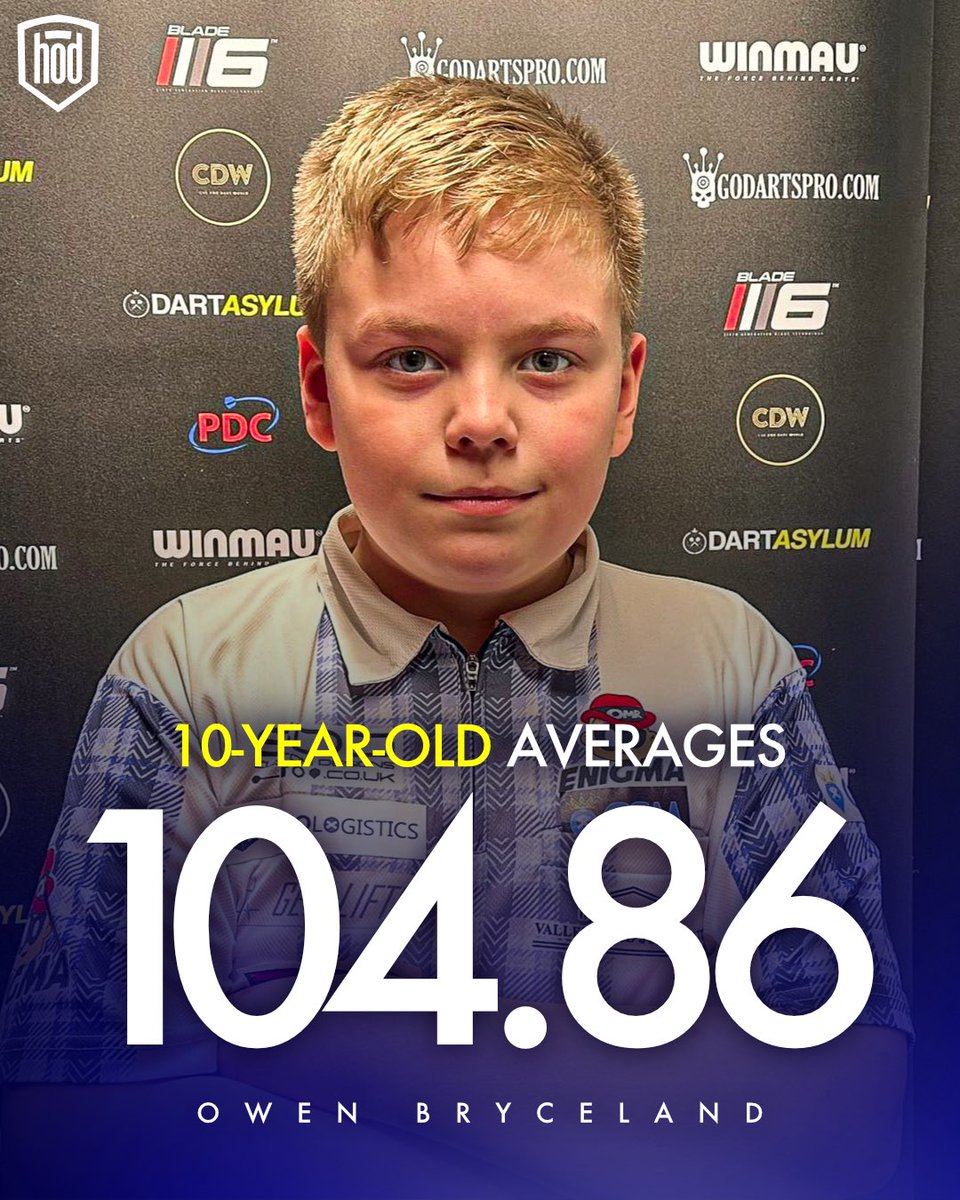 𝟏𝟎-𝐲𝐞𝐚𝐫-𝐨𝐥𝐝 Owen Bryceland averaged 104.86 in a JDC match this weekend. 👶🏻 The boy then went on winning back-to-back JDC Foundation Tour titles! 🏆🏆 Owen Bryceland - remember the name! via PDC
