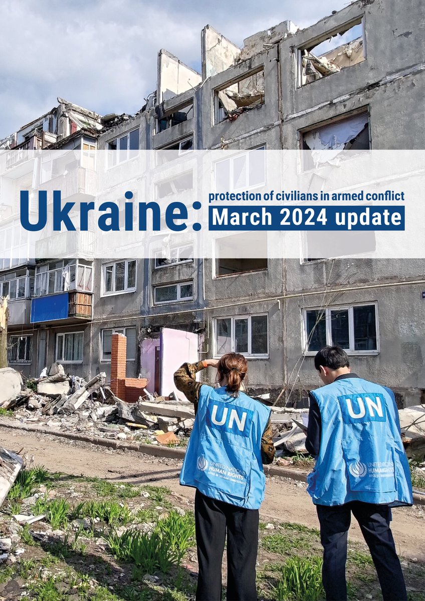 Our March 2024 update on the protection of civilians, released today, shows an increase in civilian casualties, including among children, over the past month: 👉 ukraine.un.org/en/265434-prot…