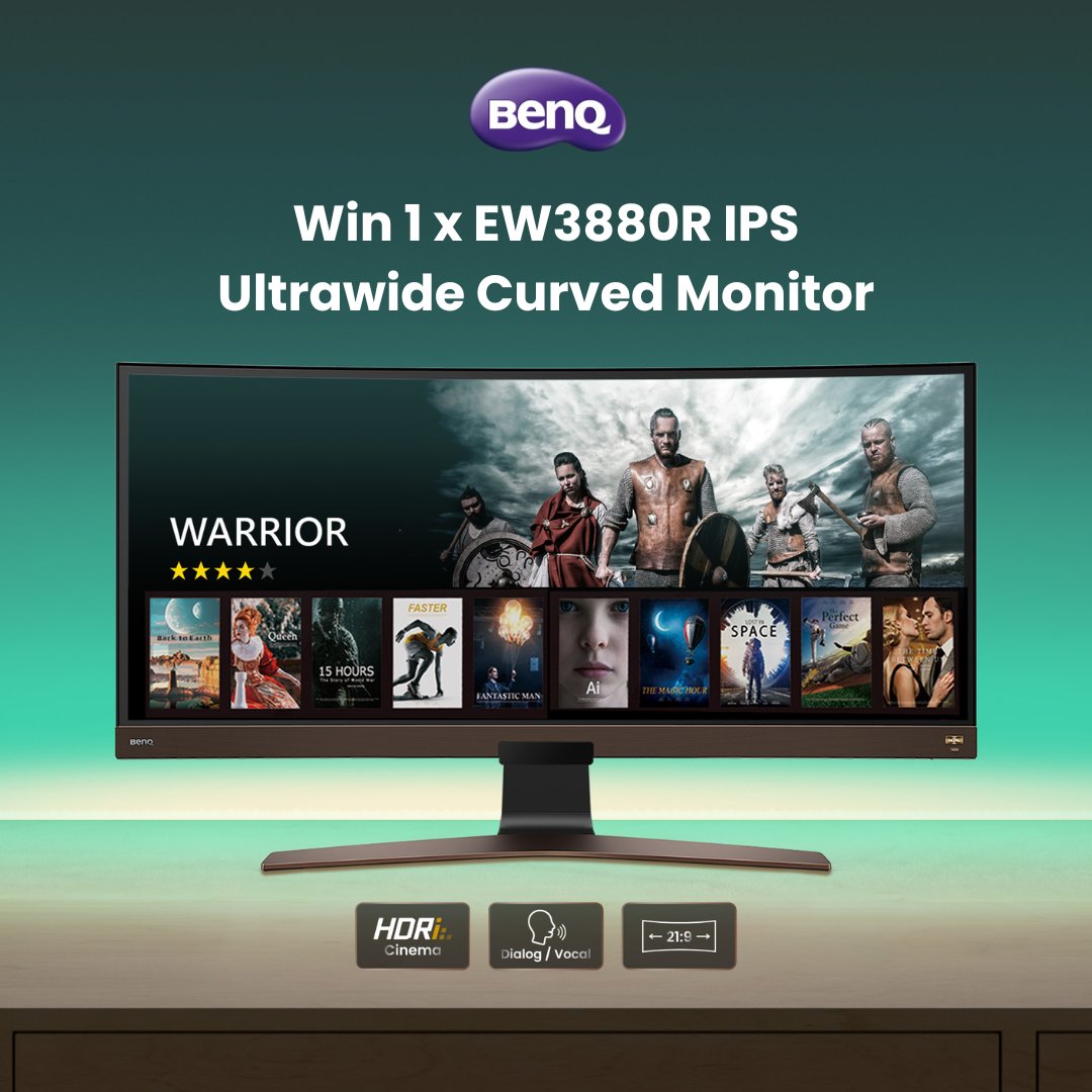 Feeling lucky? We're running a GIVEAWAY! 🍀

WIN a BenQ EW3880U Ultrawide Curved Monitor 🖥️ 
(worth £799.99) ✨

HOW TO ENTER:
- Follow @BenQ_UK
- Like + retweet this post
- Tag a friend who deserves an upgrade!
(multiple entries allowed)

*T&Cs apply. Ends 30th April 2024