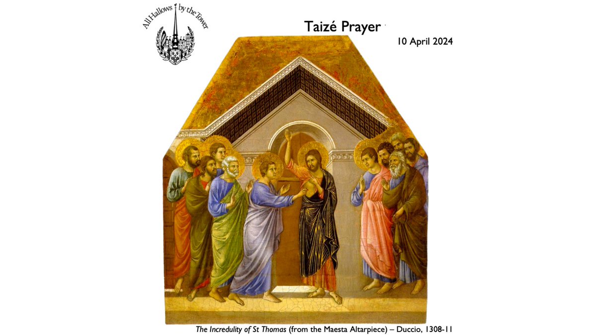 AllHallowsTower's tweet image. Join us, tomorrow at 6pm in church and online, for a service of Taizé prayer.
Songs, silence, prayers, and readings. 
All Welcome.
For Order of Service and Livestream: ahbtt.org.uk/services/taize/