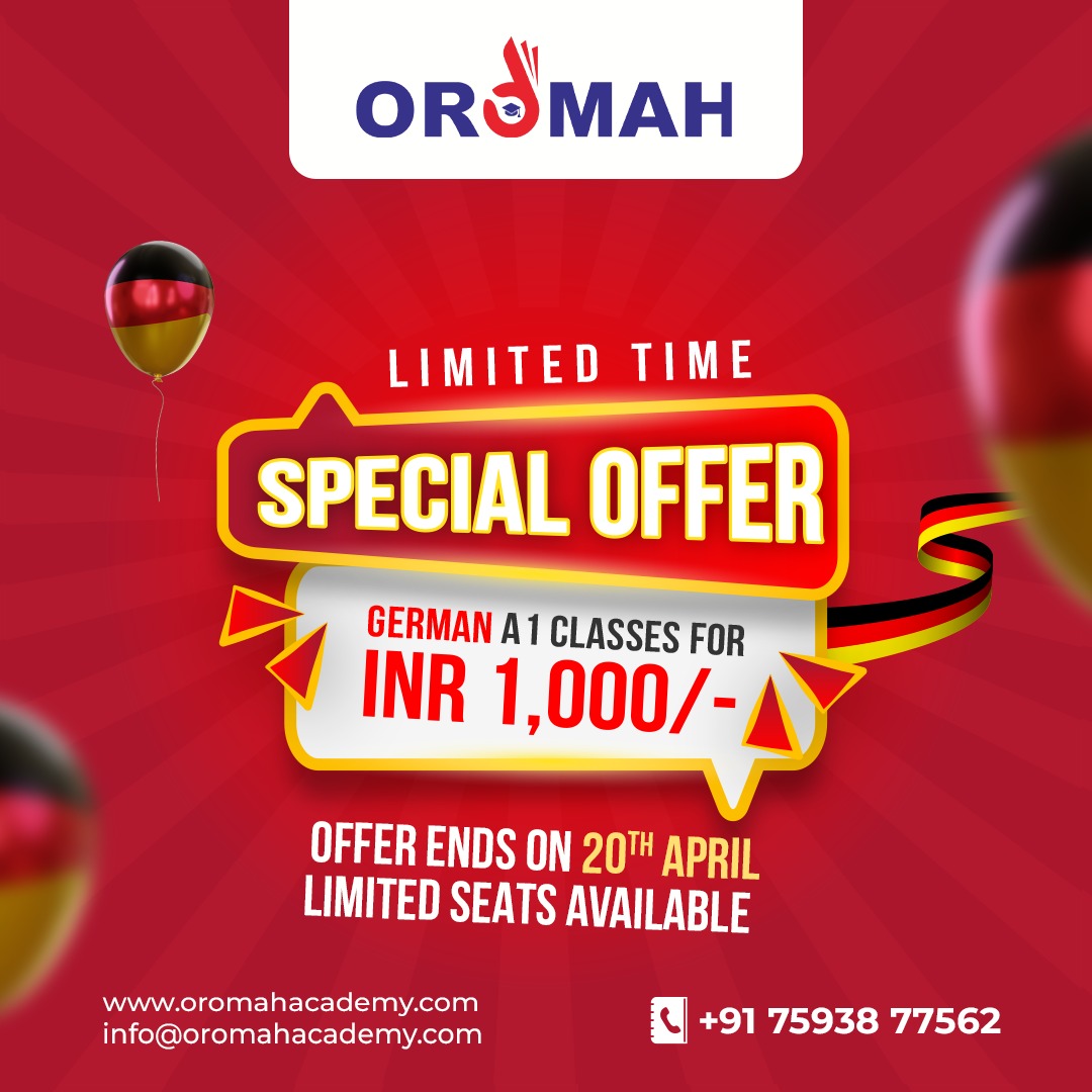 🌟 LIMITED TIME OFFER! 🌟

Hurry, seats are filling fast!

Don't miss this special deal ending on April 20th.

Enroll now!

#GermanA1 #SpecialDeal #LanguageClasses #LearnGerman #LanguageLearning #OromahAcademy #StudyAbroad #GermanLanguage #LanguageCourse #OromahOffer