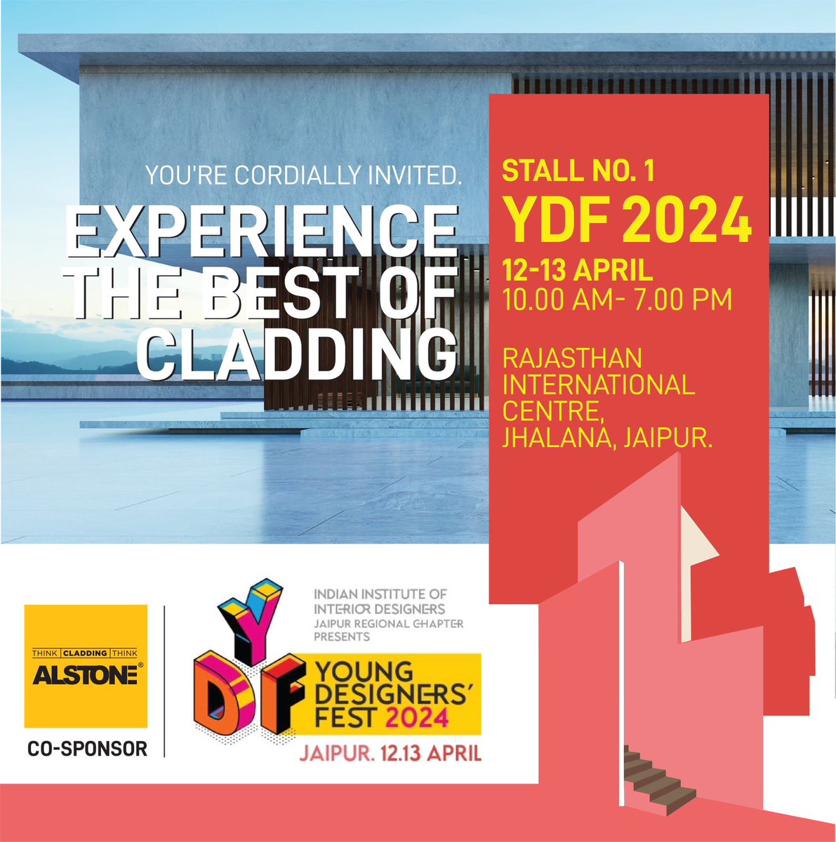 alstonecladding's tweet photo. Alstone is the proud sponsor of the Young Designers' Fest 2024 presented by the IIID Jaipur Regional Chapter! Alstone is committed to fostering creativity and innovation in cladding. Join us in Jaipur on April 12th and 13th!
#Alstone #ACP #ChangeitAlstoneit #YDF2024 #IIIDJaipur https://t.co/fVDxkj8pBG