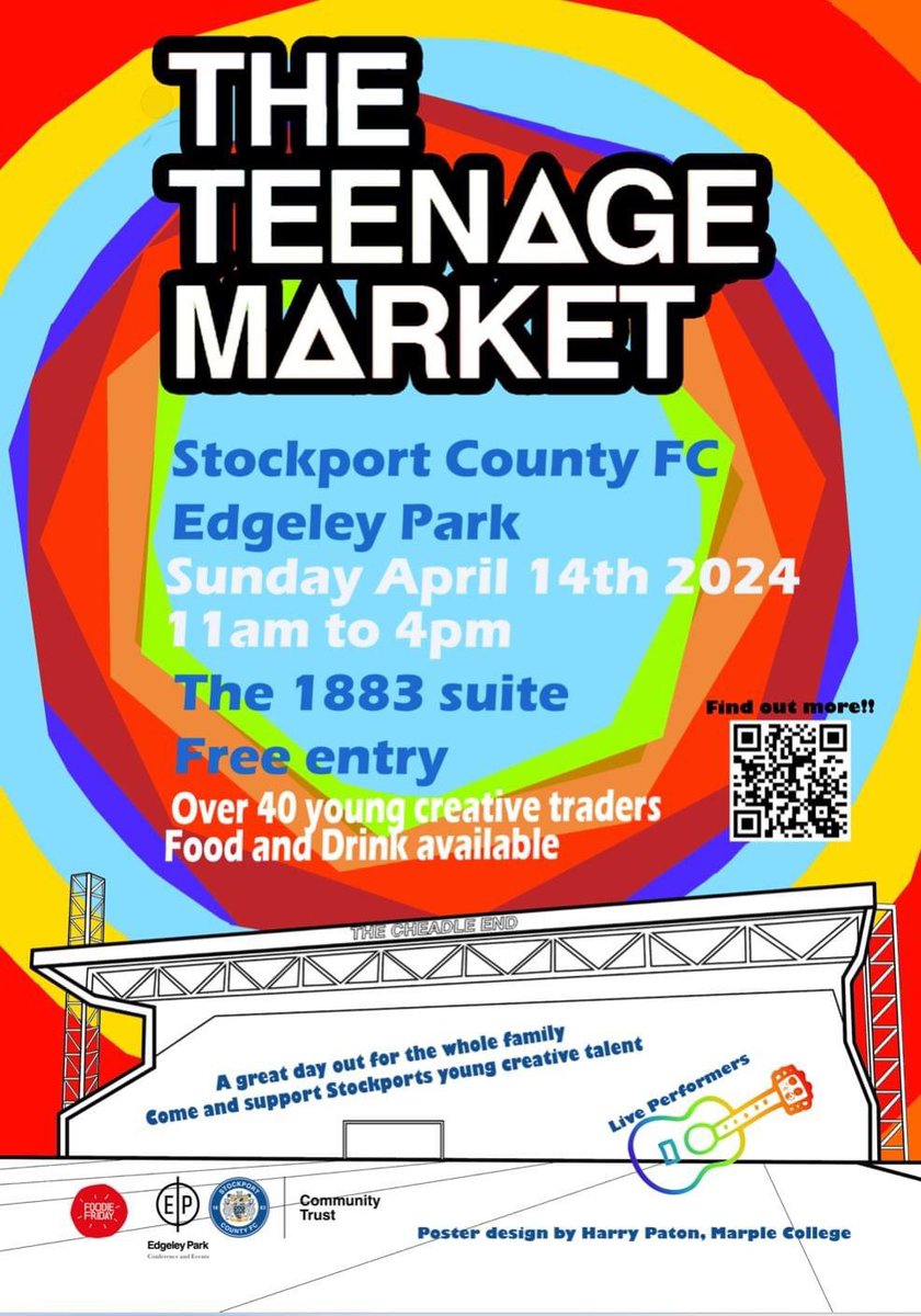 We’re thrilled to support the fantastic Teenage Market!

40 stalls run by young, creative traders plus music ‘n’ dance and food ‘n’ drink

See you there! 

📍 1883 Suite, Edgeley Park
🕚 Sun 14th April, 11am-4pm
🎟️ FREE entry

@StockportCounty #StockportCounty #CountyCommunity