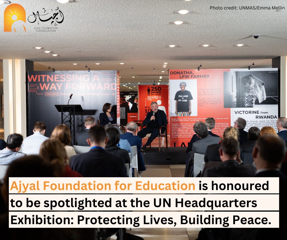 AjyalFoundation's tweet image. Ajyal is so honoured to be spotlighted by @UNMAS in the display at the UN Headquarters  in recognition of #IMAD2024. Ajyal was nominated by @Legacy_of_War and selected for this exhibition. We invite you to come learn more.
#mineaction #ProtectAndBuild