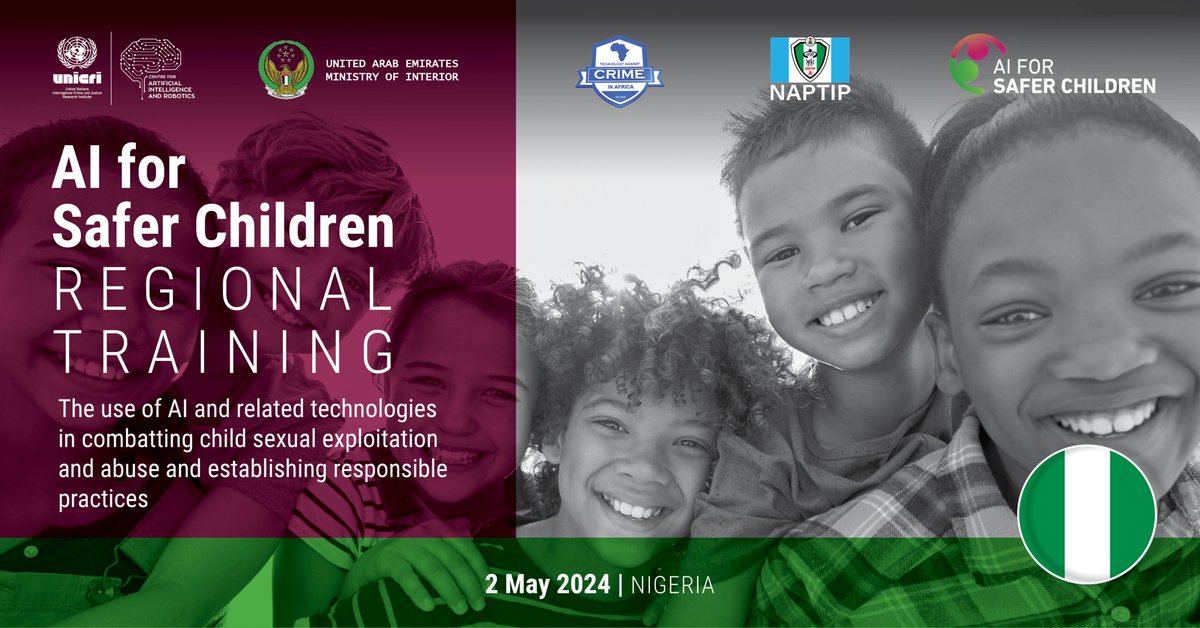 Our #AIforSaferChildren training for Nigeria is coming up tomorrow, May 2nd!🇳🇬 @moiuae and @UNICRI are looking forward to welcoming the law enforcement participants👏