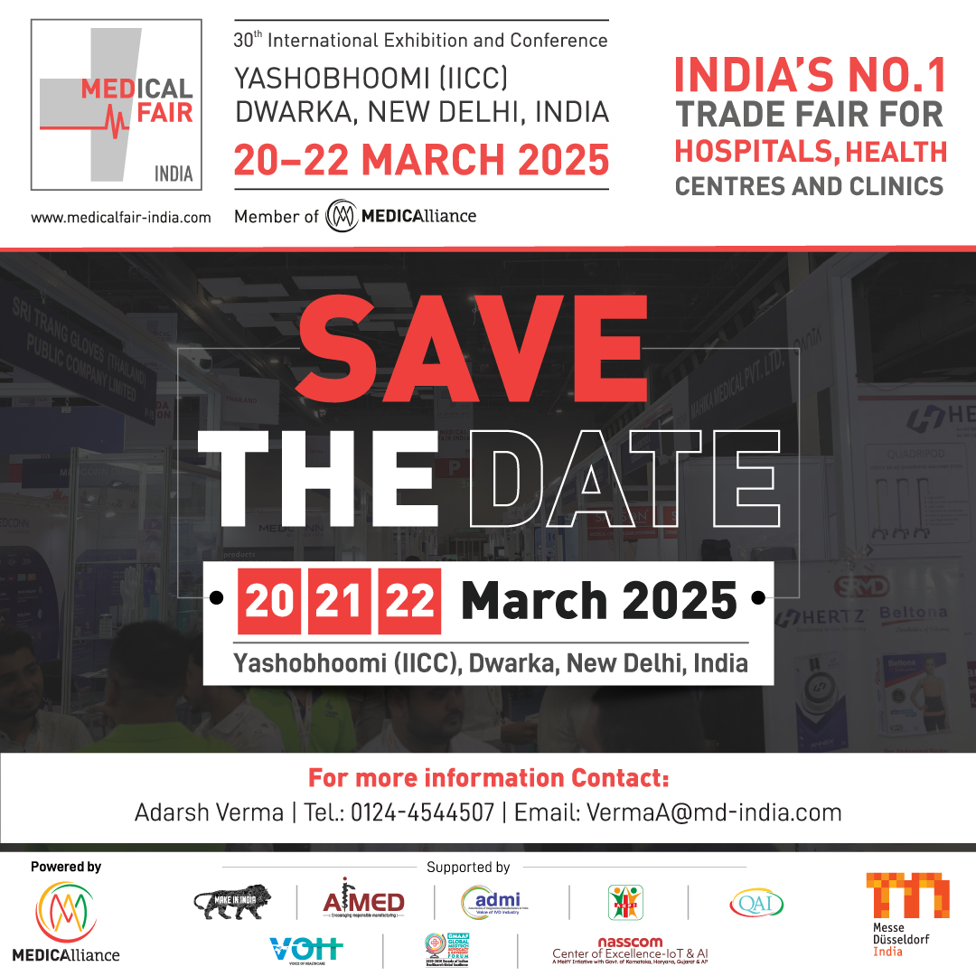 Announcing the highly anticipated 30th edition of Medical Fair India, set to take place from 20 - 22 March 2025 at Yashobhoomi (IICC) in Dwarka, New Delhi. For further details and inquiries, please reach out to Mr. Adarsh Verma at VermaA@md-india.com or dial +91-124-4544 507.