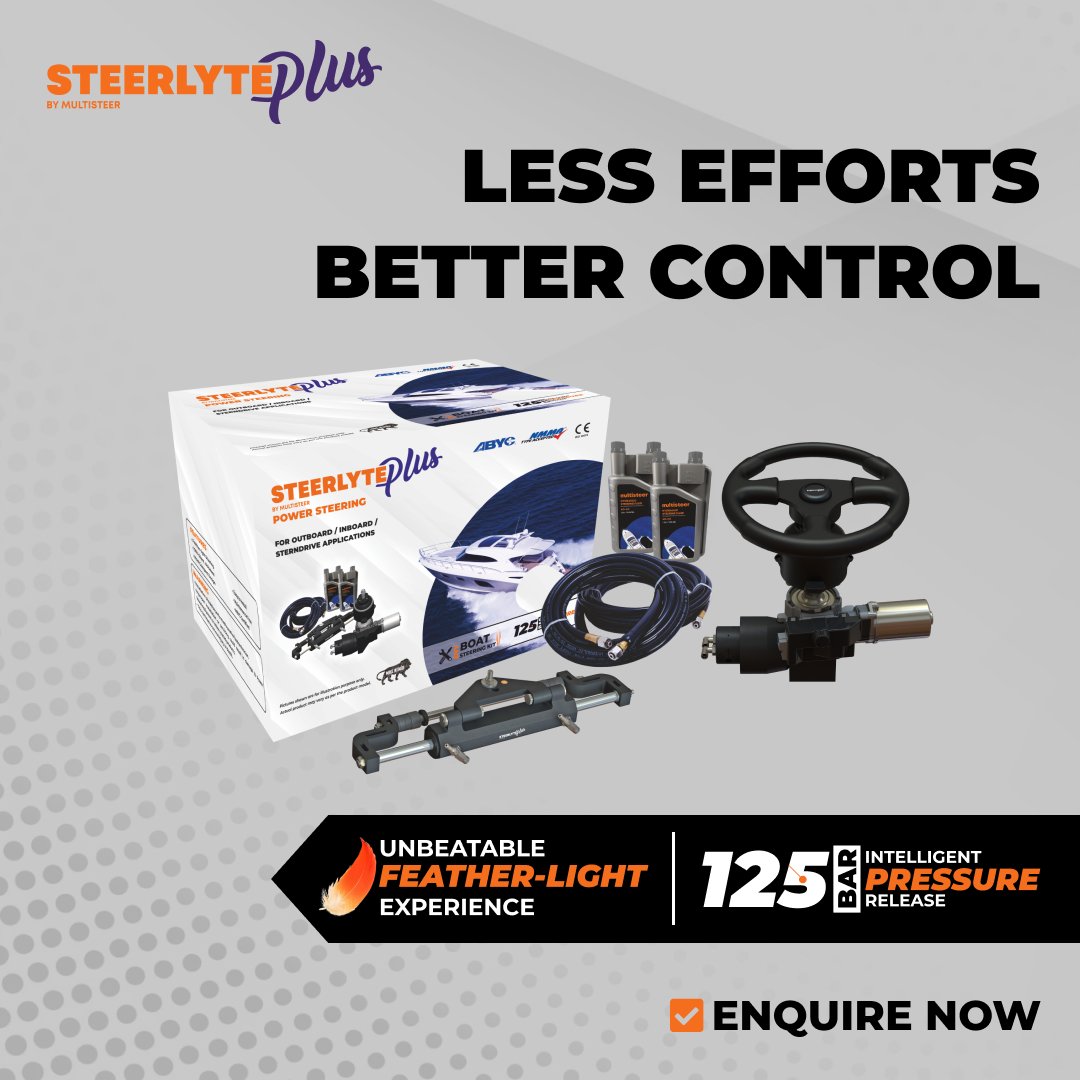 Switch to Steerlyte Plus Power-Assisted Steering System that will make steering a breeze, letting you focus on the fun. Join the growing family of Multisteer.
 multisteer.com
#Multisteer #Steerlyteplus #boatsteeringkit  #powerassisted #Philippines #Vietnam #Thailand