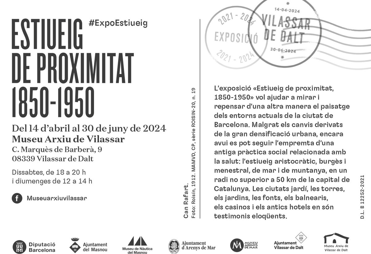 vilassardedalt's tweet photo. Entre el 14 d'abril i el 30 de juny, el Museu Arxiu de #VilassardeDalt acull l'exposició 'Estiueig de proximitat' que s'inaugura diumenge amb una visita comentada a càrrec del comissari de la mostra.
#expoEstiueig

ℹ️ https://t.co/p9AJVSLklq https://t.co/GMzldcSYYK