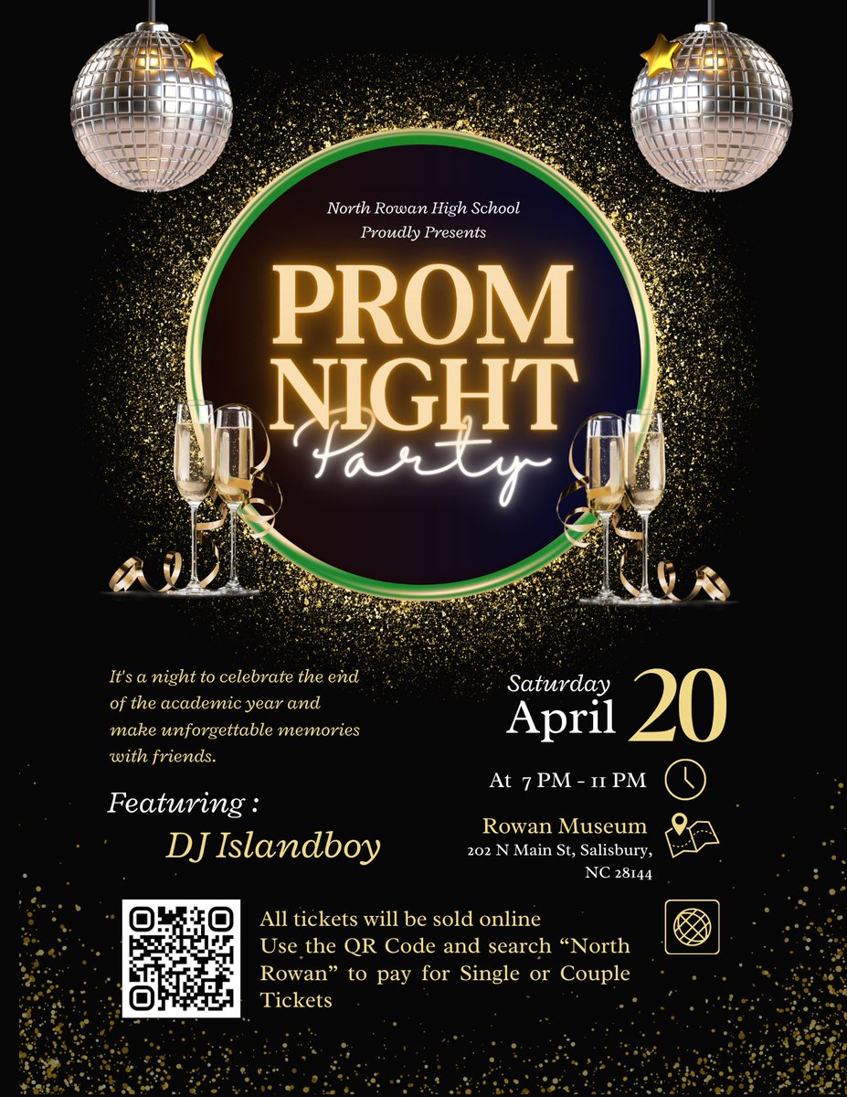 We are 2 weeks away from our 2024 Prom! Get your tickets now using the QR code or with Ms. Harris and Ms. McBride.