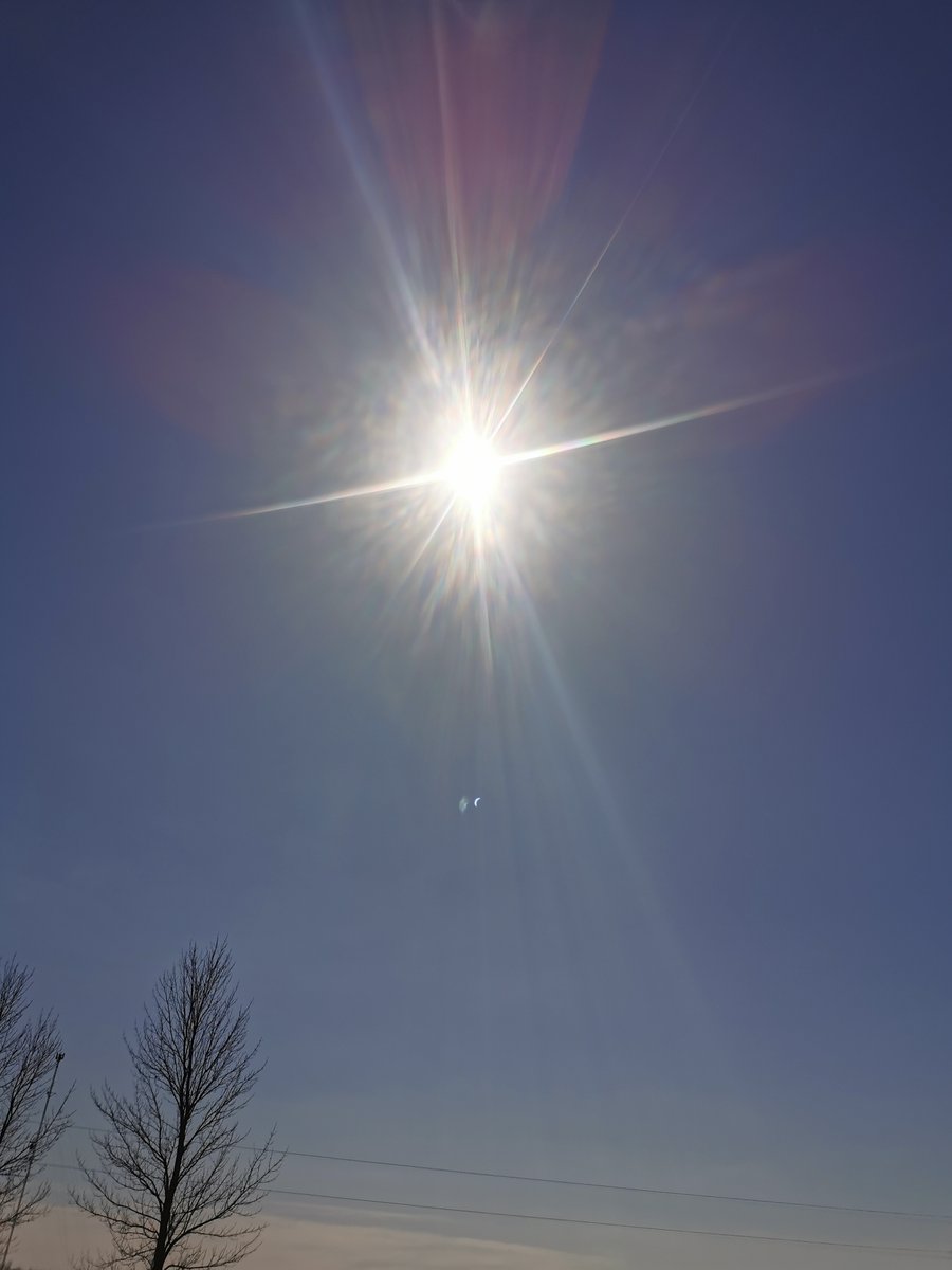 The total eclipse is a wonderful, visual and viseral moment. Here are a couple of photos. My partner Eva Guzewski took the first picture in Burlington, ON and I took the other shot in Harriston, ON. Both are just after 3 pm EDT. #Eclipse2024 #Spring