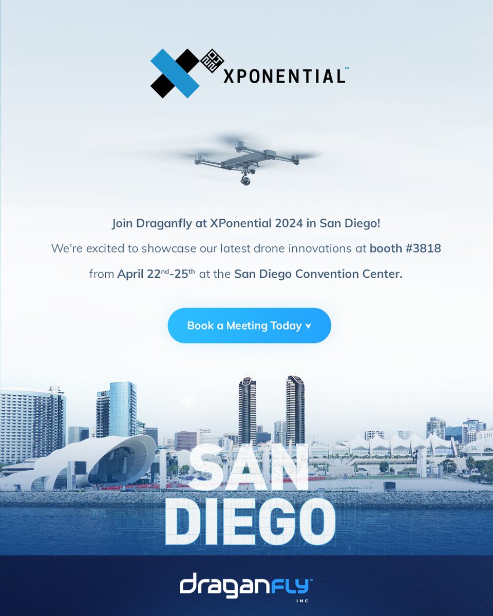 Join us at XPonential in San Diego from April 22-25! Visit Draganfly booth #3818 to dive into the latest drone tech. Learn how our drones shape industries and the future. Don't miss out, schedule your visit now! bit.ly/3mAv91l